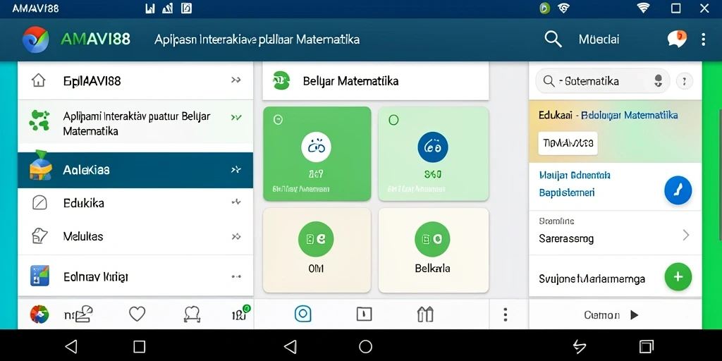 Screenshot antarmuka AMAVI88 yang menunjukkan fitur belajar matematika.