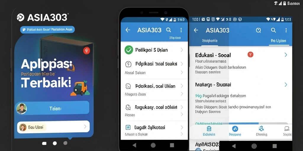 Tampilan antarmuka aplikasi ASIA303 dengan fitur soal ujian.