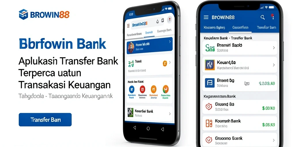 Screenshot utama BROWIN88 menampilkan antarmuka Transfer Bank yang modern.