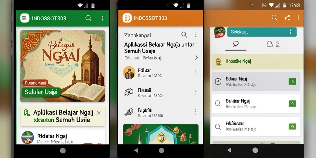 Antarmuka pengguna aplikasi INDOSLOT303 untuk belajar ngaji.