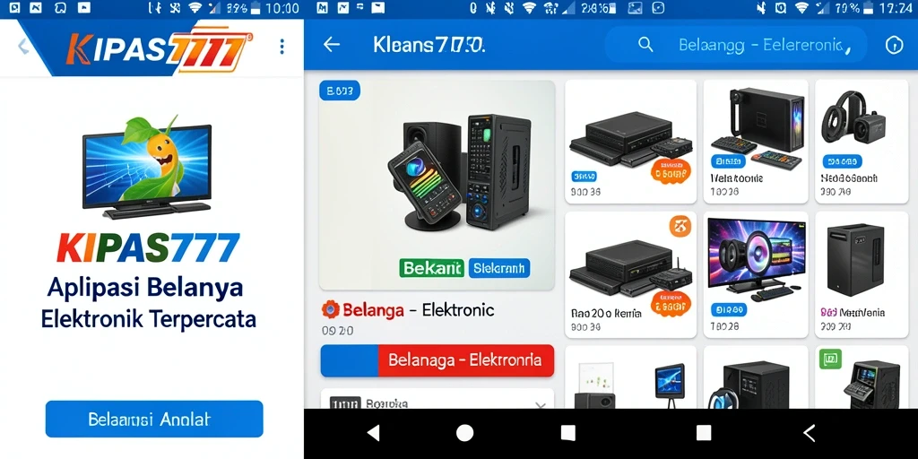 Tampilan antarmuka aplikasi KIPAS777 untuk belanja elektronik.
