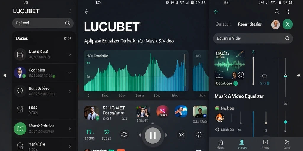 Antarmuka LUCUBET yang modern dengan fitur Equalizer lengkap.