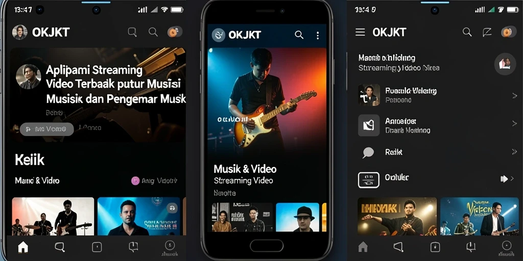 Antarmuka pengguna aplikasi OKJKT untuk streaming video.