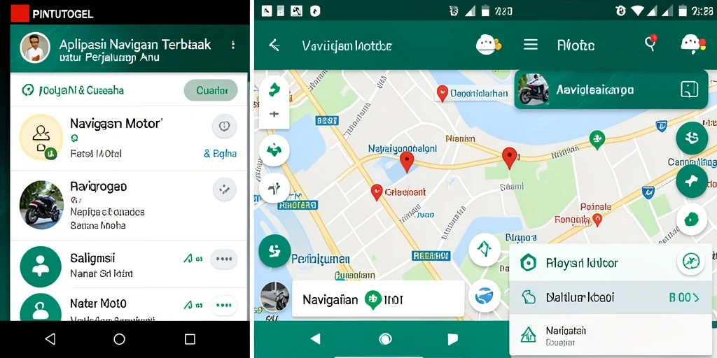 Antarmuka PINTUTOGEL menunjukkan rute navigasi motor dengan jelas.