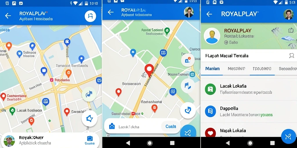 Antarmuka aplikasi lacak lokasi ROYALPLAY yang menarik dan fungsional.
